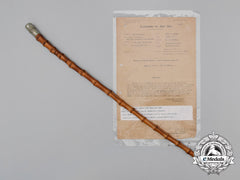 First War Officer's Swagger Stick With Combats In The Air Report, Attributed To Lieutenant Herbert Howard Snowden Fowler, Royal Air Force