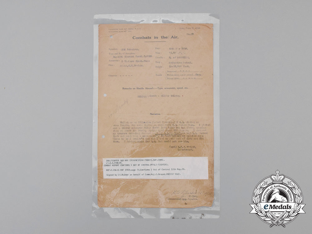 first_war_officer's_swagger_stick_with_combats_in_the_air_report,_attributed_to_lieutenant_herbert_howard_snowden_fowler,_royal_air_force_dsc_5799_3_