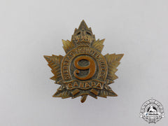 Canada. A First War 9Th Mounted Rifles Cap Badge