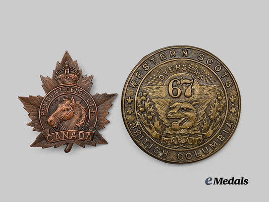 canada,_c_e_f._a_canadian_remount_depot_battalion_cap_badge_and_a67th_western_scots_glengarry_badge_e_medals__c7302_4