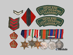 Canada, Commonwealth. A Second War Medal Bar and Insignia Set, Highland Light Infantry
