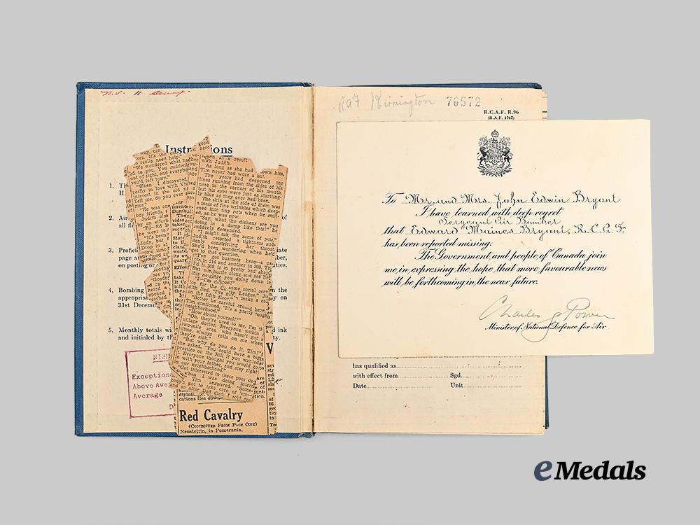 canada,_commonwealth._a_birks_bar_and_log_book_to_bomb_aimer_bryant,_k_i_a_e_medals__c7565_3