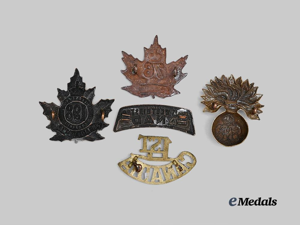 canada,_c_e_f._a_lot_of_five_first_war_cap_badges_and_shoulder_titles_e_medals__c7605_3