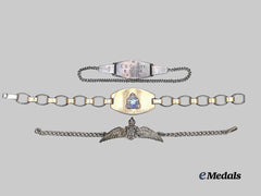 Canada, Commonwealth. A Lot of Three Silver Air Force ID Bracelets