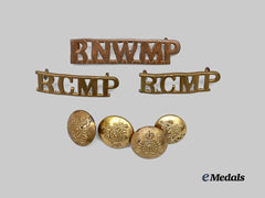 Canada, Commonwealth. A Lot of Royal Canadian Mounted Police Shoulder Titles and Buttons