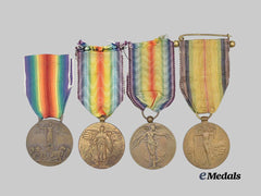 Czechoslovakia, Italy, Belgium, United States. A Lot of Four Victory Medals