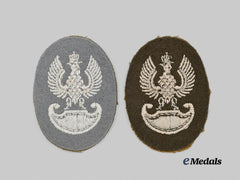 Poland, Republic. Two Second War Polish Cloth Eagle Cap Badges