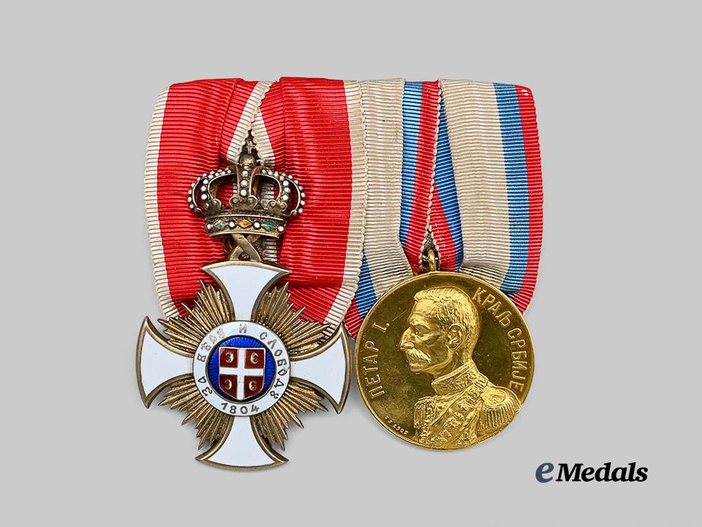 serbia,_kingdom._a_medal_bar_of_karageorge_and_gold_commemorative_medal_belonging_to_tsar_ferdinand_i_of_bulgaria_e_medals__e_u24500_2