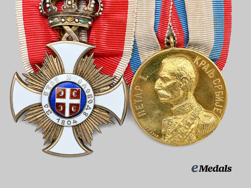 serbia,_kingdom._a_medal_bar_of_karageorge_and_gold_commemorative_medal_belonging_to_tsar_ferdinand_i_of_bulgaria_e_medals__e_u24500_3