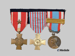 French, Republic. A Military Valour Medal Bar of Three Decorations, c.1960