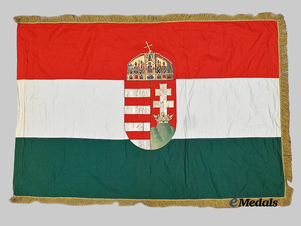 hungary,_kingdom._a_large,_double_sided_patriotic_flag,_c.1935_e_medals__e_u24551_2
