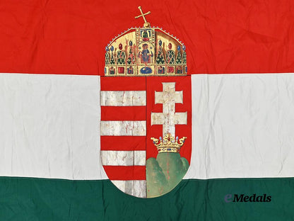 hungary,_kingdom._a_large,_double_sided_patriotic_flag,_c.1935_e_medals__e_u24551_3