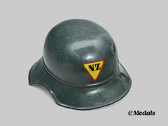 Croatia, Independent State. A Rare Narodna Zaštita Personnel Helmet, Repurposed Luftschutz Example