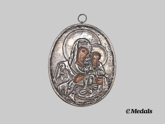 russia,_imperial._an_icon_of_christ_and_the_theotokos,_with_silver_riza,_c.1850_e_medals__e_u24818_2