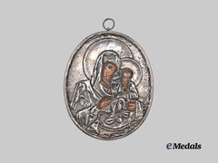 Russia, Imperial. An Icon of Christ and the Theotokos, with Silver Riza, c. 1850