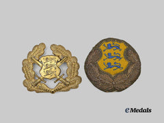 Estonia, Republic. Two Wartime Cap Insignia