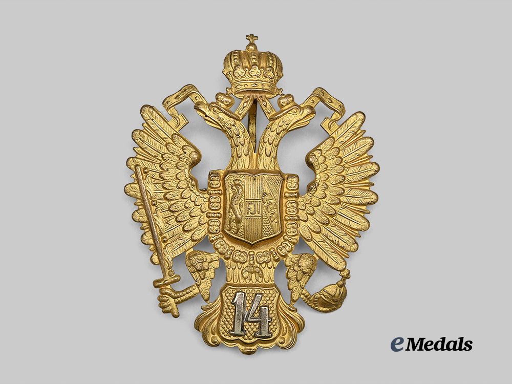 austria,_imperial._an_officer’s_helmet_plate,14th_infantry_e_medals__e_u25306_2