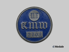 Germany, Kriegsmarine. A Kriegsmarinewerft Wilhelmshaven Worker’s Identification Badge