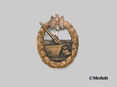 Germany, Kriegsmarine. A Coastal Artillery War Badge, Refurbished Example, by C.E. Juncker