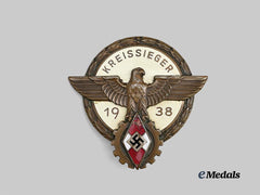 Germany, HJ. A 1938 National Trade Competition Victor’s Badge, Bronze Grade, by Gustav Brehmer