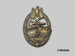 Germany, Wehrmacht. A Panzer Assault Badge, Bronze Grade, by Hermann Aurich