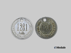 Germany, Third Reich. A Pair of Focke-Wulf Aircraft Factory Employee Discs