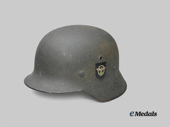 Germany, Ordnungspolizei. A Mint M40 Stahlhelm, Double Decal Version, by Eisenhüttenwerke Thale