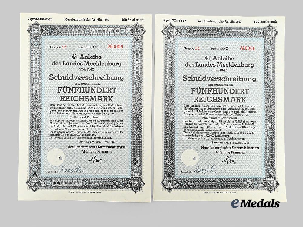 germany,_third_reich._a_lot_of_wartime_bonds_issued_by_the_state_of_mecklenburg_e_medals__g61623_13