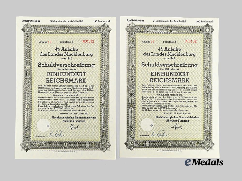 germany,_third_reich._a_lot_of_wartime_bonds_issued_by_the_state_of_mecklenburg_e_medals__g61623_3