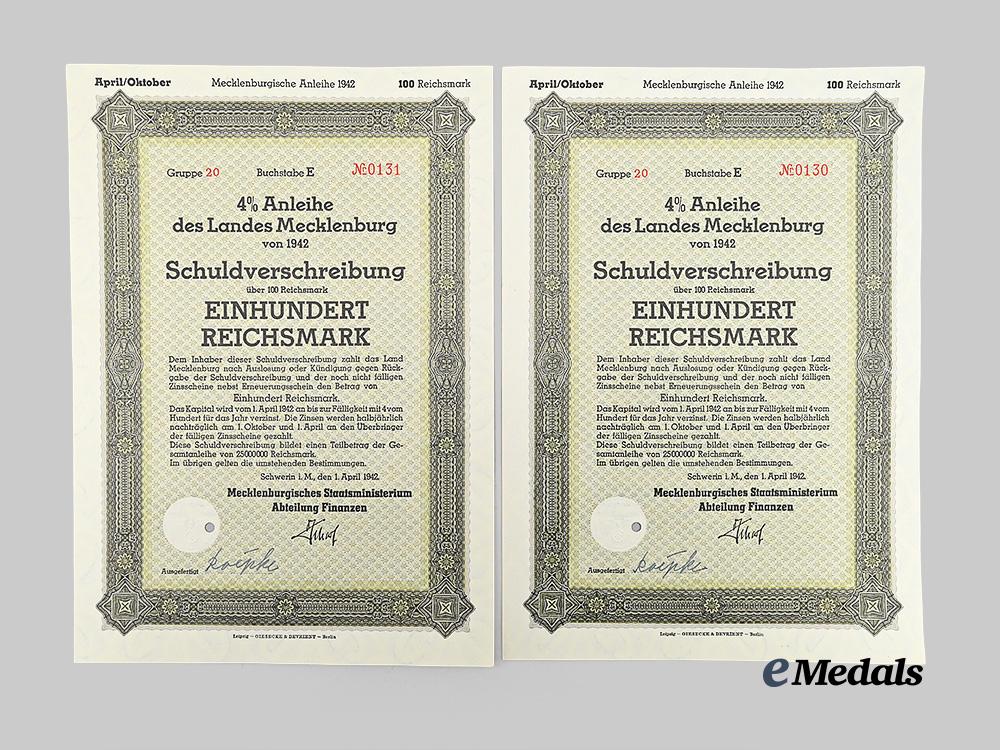 germany,_third_reich._a_lot_of_wartime_bonds_issued_by_the_state_of_mecklenburg_e_medals__g61623_7