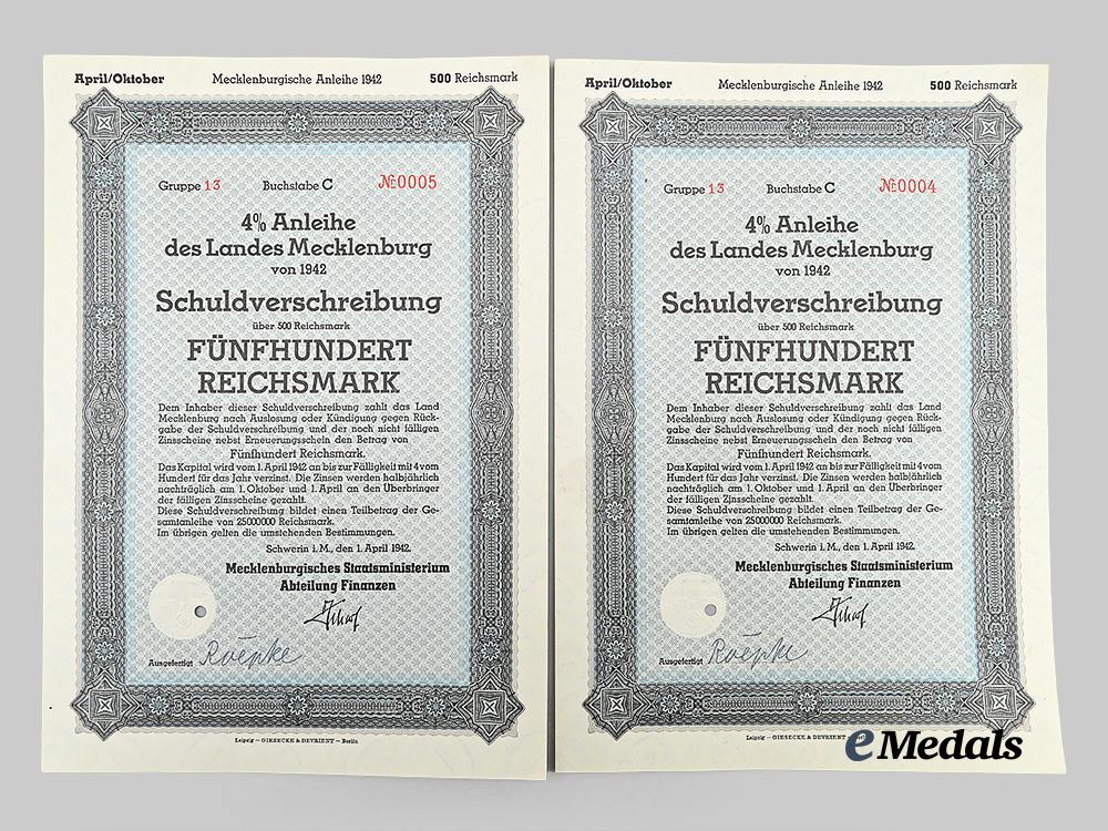 germany,_third_reich._a_lot_of_wartime_bonds_issued_by_the_state_of_mecklenburg_e_medals__g61623_9