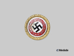 Germany, NSDAP. A Golden Party Badge to Albert Hannemann, Large Version by Deschler & Sohn