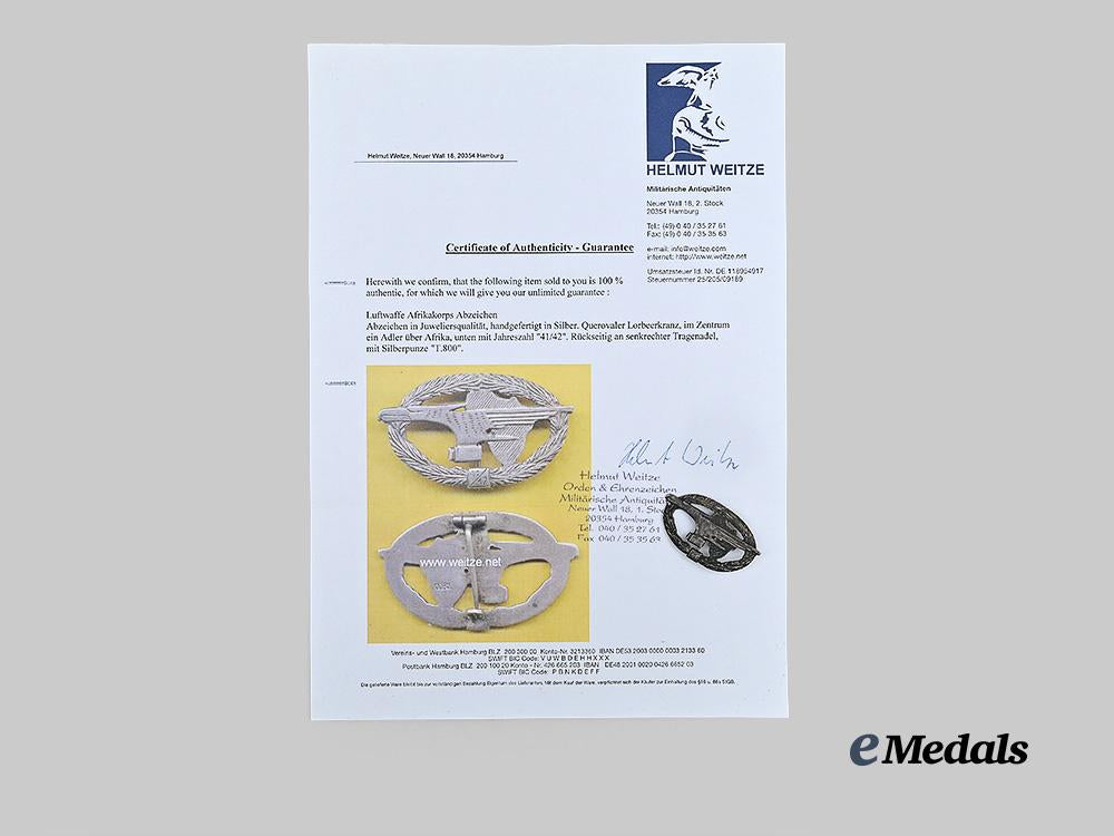 germany,_luftwaffe._an_afrikakorps_commemorative_badge_in_silver,_with_certificate_of_authenticity_e_medals__g61710_2