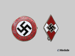 Germany, Third Reich. A Pair of Membership Badges, NSDAP and HJ Issue