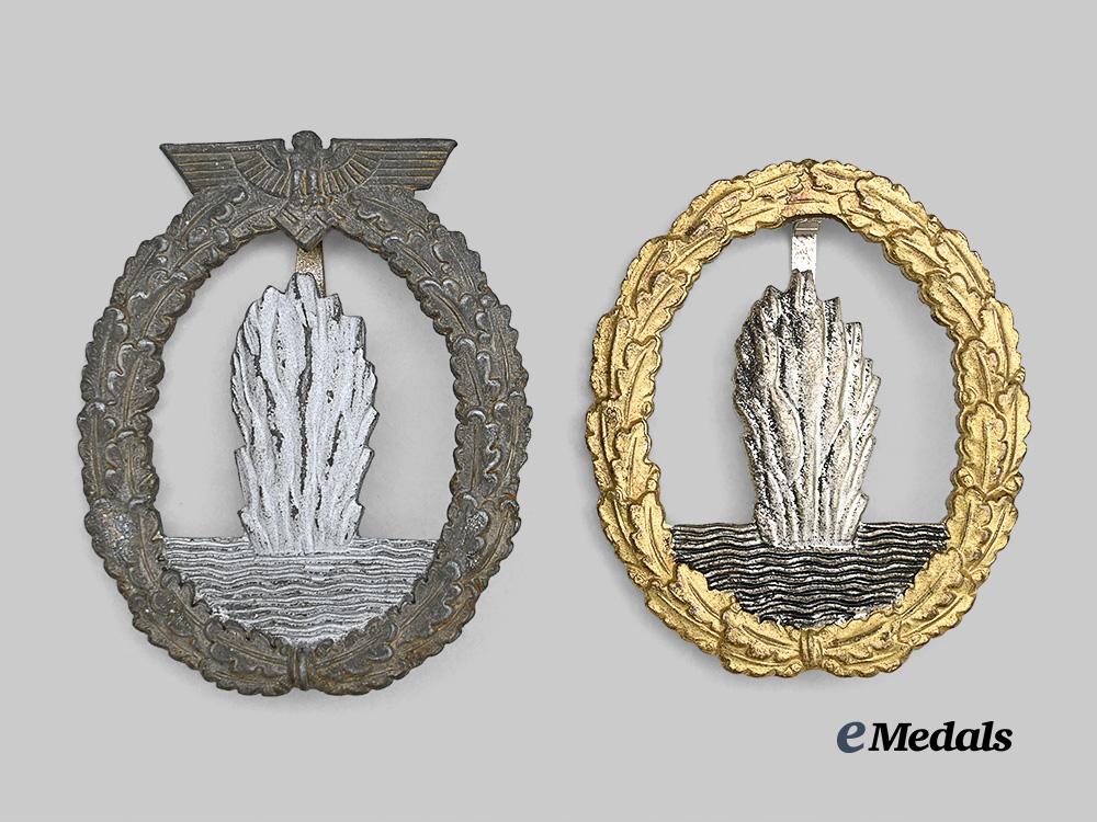 Germany, Kriegsmarine. A Pair of Minesweeper War Badges, Wartime and 1 ...