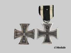 Germany, Imperial. A Pair of 1914 Iron Crosses, II and I Class