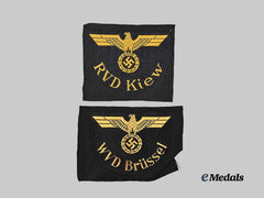 Germany, Third Reich. A Pair of Reichsbahn Personnel District Sleeve Insignia