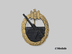 Germany, Kriegsmarine. A Coastal Artillery Badge, Wartime Example with Postwar Finish, by Rudolf Souval