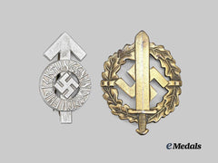 Germany, Third Reich. A Pair of Merit Badges for HJ and SA Personnel