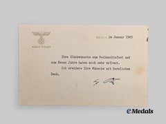Germany, NSDAP. A 1943 Holiday Greeting from the Führer on Official Stationery