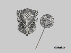Germany, Third Reich. A Pair of German Hunting Society Membership Badges