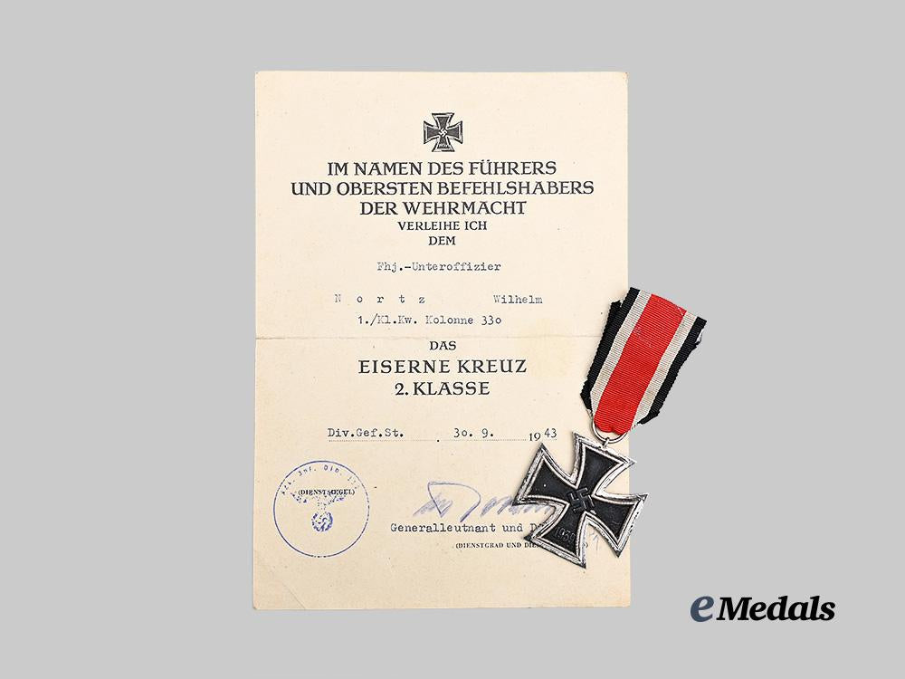 germany,_heer._a1939_iron_cross_i_class,_with_award_document,_to_fahnenjunker-_unteroffizier_wilhelm_nortz_e_medals__g62295_2