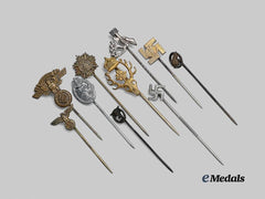 Germany, Third Reich. A Lot of Stick Pin Miniature Awards and Membership Badges, Rare Examples