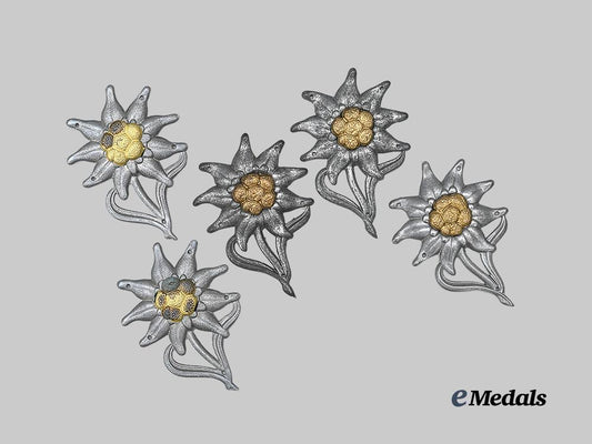 germany,_heer._a_lot_of_gebirgsjäger_cap_insignia_for_enlisted_ranks_e_medals__g62450_2