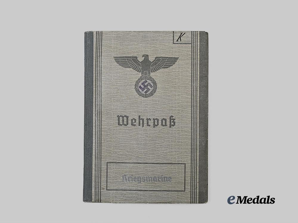 germany,_kriegsmarine._a_wehrpaß_to_friedrich_krätzer,_conscript,_with_identification_tag_e_medals__g62486_2