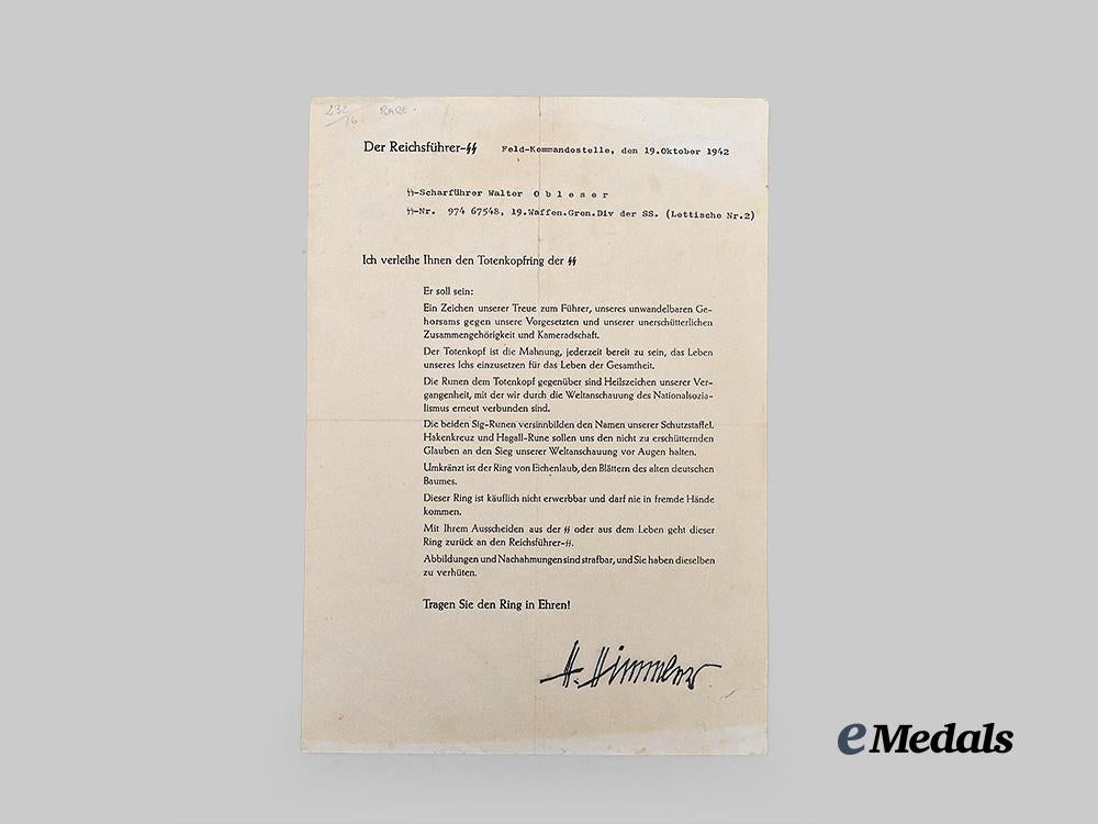 germany,_s_s._a_rare_award_document_for_an_s_s_honour_ring,_with_himmler_signature,_to_s_s-_scharführer_walter_obleser_e_medals__g62517_2