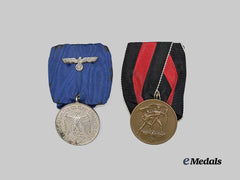 Germany, Third Reich. A Pair of Medals for Occupation and Military Long Service, Parade-Mounted Examples