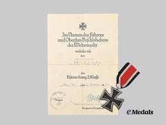 Germany, Heer. A 1939 Iron Cross II Class, with Award Document to Stabsfeldwebel Karl Kolar
