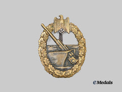 Germany, Kriegsmarine. A Coastal Artillery War Badge, Variation 1, Refurbished Example by C.E. Juncker