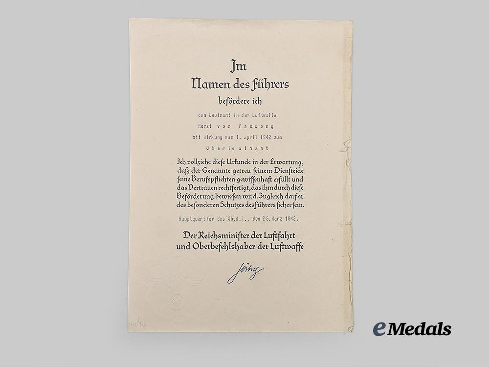 germany,_luftwaffe._a_rare_promotion_document_for_oberstleutnant_horst-_günther_von_fassong,_fighter_ace_and_bodenplatte_k_i_a_e_medals__g63205_2